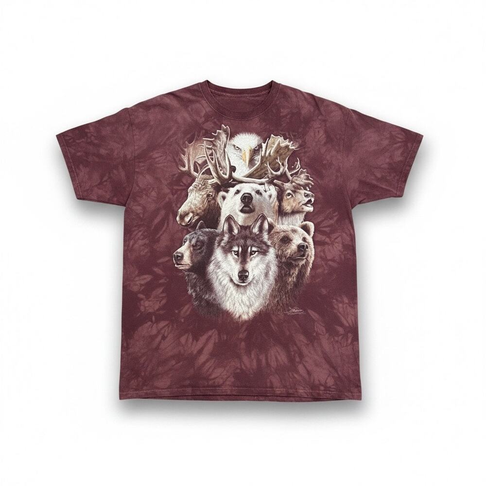 The Mountain Wildlife Tie-Dye Graphic T-Shirt 3XL Bear Wolf Moose Eagle Nature